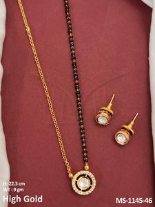 Forma redonda Kundan piedras accesorios de joyería alto oro pulido piedras completas Kundan diseñador Mangalsutra conjuntos de joyería - Product Image 2