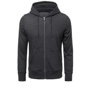 Sudadera con capucha de manga larga personalizada para hombre, suéter informal de Color sólido con capucha y cremallera cálida de primavera, 100% de algodón, gótico ecológico - Product Image 3