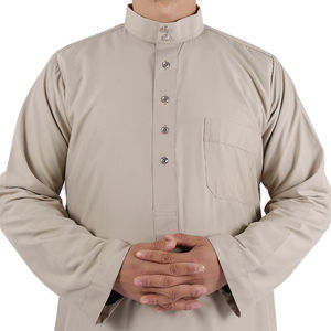 Dubaï vêtements musulmans saoudiens Daffah robe musulmane hommes Qamis qatar thobe bouton personnalisé de haute qualité Thobe Jubba hommes Thobe - Product Image 5