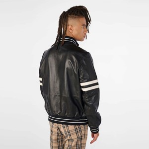 Veste bomber pour homme en polyester/coton, tendance, à capuche, courte, épaisse, d'hiver, en cuir brillant - Product Image 3