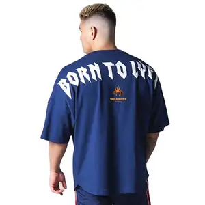 OEM के थोक कस्टम डिजाइन कश मुद्रित बड़े हल्के पुरुषों की टी शर्ट आकस्मिक जिम पहनने ढीला खेलों फिटनेस टी शर्ट