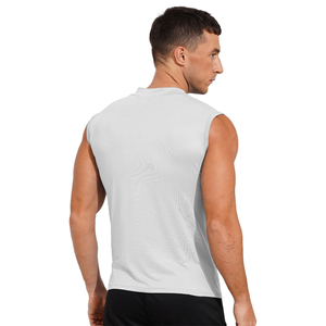 Punto personalizado gimnasio deportes 100% algodón cuello redondo chaleco logotipo personalizado hombres camisetas sin mangas camiseta sin mangas - Product Image 2