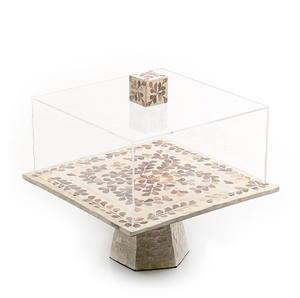 Plateau de service carré en résine de nacre de conception spéciale pour la décoration de maison de fête d'affaires de mariage-Couvercle en acrylique alimentaire pour le service - Product Image 2
