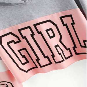 Sudadera con Capucha Corta para Mujer de la Mejor Calidad Directo de Fábrica, Cómoda, de Manga Larga, con Paneles, Color Granate, Conjuntos Deportivos, Sudaderas con Capucha OEM - Product Image 3