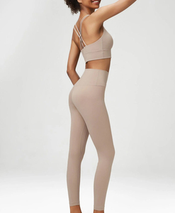 New Custom High <b>Waist</b> Leggings & Gym Padded Sports Bra Sweat-Wicking Fitted Women Yoga Bra Top and Pants Set - Product Image 2