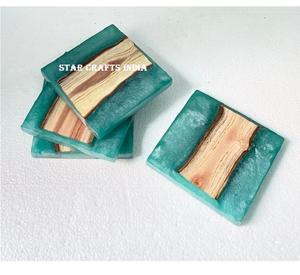 Nouveau design du meilleur dessous de verre en bois d'acacia en résine époxy fait à la main en bois pour boissons et thé de l'Inde par Quality Handicrafts - Product Image 5
