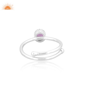 Topaze rose minimaliste belle fiançailles à la main mariage rond coupe pierre précieuse bague classique femmes bijoux bijoux en argent fin - Product Image 4