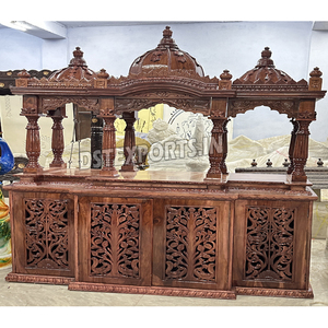 Acheter un temple en bois de teck Siddhivinayak pour la maison, taille personnalisable, bois massif sculpté à la main, fabricant de Pooja Ghar en Inde - Product Image 1