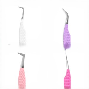 Pinzas de Fanning Pinzas de pestañas de punta de fibra Caja de embalaje de logotipo personalizado Pinzas de pestañas de acero inoxidable - Product Image 1