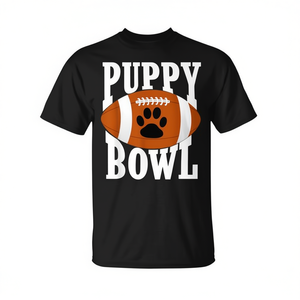 T-shirt Puppy Bowl Sunday per appassionati di cani, nera, taglia adulto - Product Image 2