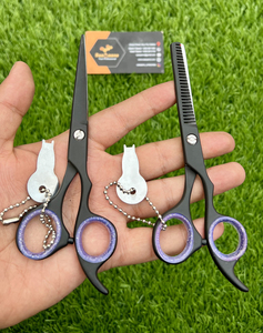Tijeras de adelgazamiento de peluquero de acero inoxidable sostenible, herramienta de corte de pelo de hoja recta de nuevo estilo con función de seguridad, herramienta de belleza - Product Image 5