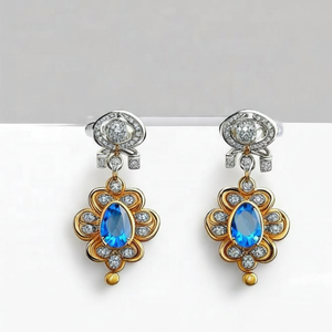 ต่างหูทรงหยดน้ำประดับบลูโทแพซ CZ ขนาด 4 นิ้ว ทำจากเงินแท้ 925 ชุบทอง 18K เหมาะสำหรับงานปาร์ตี้ งานแต่งงาน ของขวัญสำหรับเธอ - Product Image 3