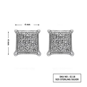 Boucles d'oreilles clous tendance pour femme JEWELSPAARK, diamant naturel blanc taille ronde 0,04 ct, argent sterling 925, 4 mm, pour mariage - Product Image 3