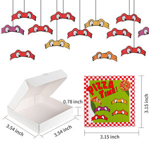 Mini cajas de pizza Tortugas Pizza pequeña Pizza cuadrada pequeña Pizza cartón con pegatinas para favores de fiesta 3,54x3,54x0,78 pulgadas - Product Image 2