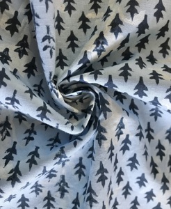 Hand Block Printed Cotton Fabric Geometric Leaf <b>Repeat</b> Design | Sky Blue Indian Ethnic Textile - Product Image 2