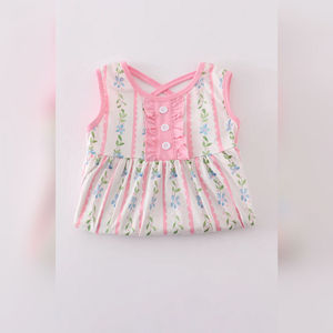 Vestido de Algodón Suave con Estampado Floral Rosa y Volantes para Niñas, Elegante Traje de Bebé Lavable para Primavera y Ocasiones Especiales - Product Image 1