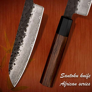 Cuchillo de Cocina Santoku Profesional Forjado a Mano de 7 Pulgadas, Acero Inoxidable Japonés con Alto Contenido de Carbono, 3 Capas AUS10, Mango de Madera, Cuchillo de Chef - Product Image 2