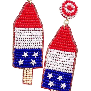ต่างหูประดับลูกปัดทำด้วยมือรูปธงชาติอเมริกันแบบคลาสสิกงานปักรูปดาวงานลูกปัดแฟชั่นชุดปาร์ตี้ของขวัญสำหรับผู้หญิงต่างหูลูกปัด - Product Image 1