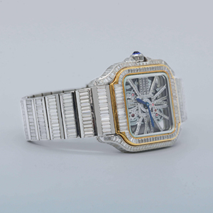 Relojes de Acero Inoxidable con Incrustaciones de Moissanita Baguette Edición Esqueleto de Alta Calidad para Hombre - Product Image 3