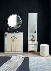 Pinar chambre principale ensemble lit king queen size 6 portes armoire tête de lit éclairée commode à miroir nouveauté Offres Spéciales - Product Image 2