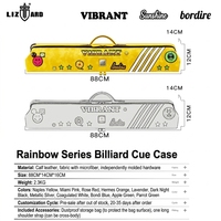 Leuchtend Regenbogenfarbener Billard-Queue-Koffer aus Leder, 88cm*14*12, für 3 Queues und 4 Schäfte, Weicher Koffer zum Effektiven Schutz von Billardqueues