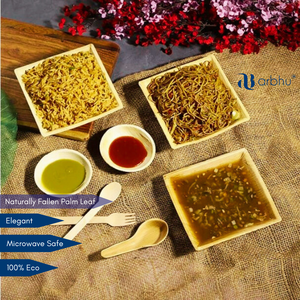 Areca ชามใบปาล์มทรงสี่เหลี่ยมเหมาะสำหรับขนมขบเคี้ยวซุปสลัดที่มีโครงสร้างที่ปลอดภัยต่อสิ่งแวดล้อมเหมาะสำหรับแผงขายอาหารและงานจัดเลี้ยง - Product Image 2