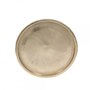 Bandeja de cocina de servicio de Metal en bruto redonda decorativa de lujo Bandejas decorativas de lujo para el hogar de aluminio dorado Boda y Hotel - Product Image 1