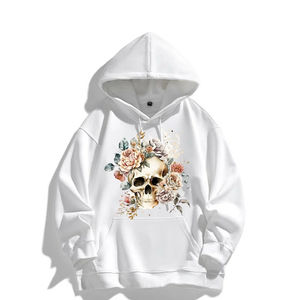 Sudadera con capucha de punto de algodón 100% unisex, estampado de transferencia térmica OEM, patrón de esqueleto de Calavera, cuello redondo para invierno - Product Image 2