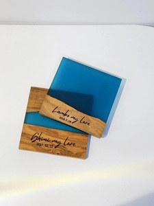 Exquisite Handmade <b>Wood</b> Resin Coasters with Marble Stone and Gold Leaf Inlay, Premium Drink Protection <b>Mats</b> & <b>Table</b> Pads - Product Image 4