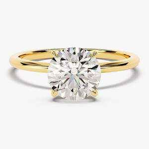 Anillo de compromiso y boda con diamante cultivado en laboratorio de corte redondo de 1.50 quilates en oro de 14 quilates, estilo clásico nupcial - Product Image 2