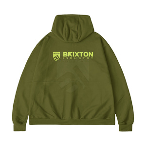 Sweat à capuche personnalisé brodé avec fermeture éclair quart de tour, logo frontal/marque privée, en tissu tricoté délavé, respirant, coupe-vent, écologique, coupe ample - Product Image 2