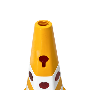 Cône de sécurité réfléchissant jaune œil-de-chat 65 cm, barrière routière lestée 65 cm - Product Image 2