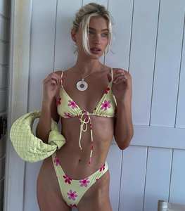 Nueva moda traje de baño Mujer dos piezas Bandeau estampado Floral Bikini encaje hasta mujer traje de baño - Product Image 4