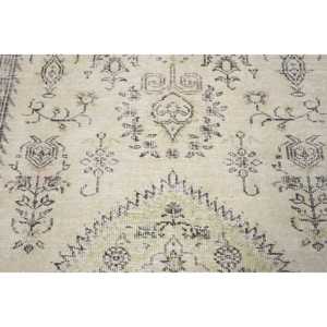 พรมลายดอกไม้สไตล์ตุรกี ขนาด 3x6 ฟุต สีเบจ วินเทจ ทำจากขนสัตว์ - Product Image 5