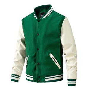 Veste universitaire en coton personnalisée, coupe ajustée, manches en cuir, broderie, veste Leetrman, coupe régulière, vestes pour hommes - Product Image 1