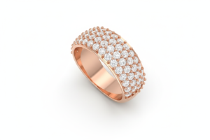 แหวนทอง 14K ประดับเพชรแท้ ดีไซน์หรูหรา 4 ชั้น สำหรับผู้หญิง - Product Image 4