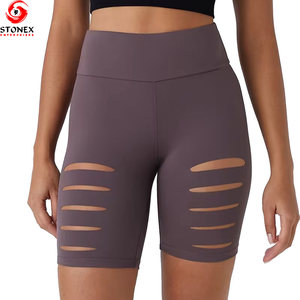 Shorts de yoga pour femmes grande taille, taille haute, compression, coupe ajustée, écologiques, imperméables, respirants, en élasthanne/polyester - Product Image 1
