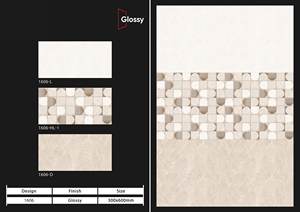 300x600 Carreaux de mur intérieur de couleur beige moderne Décor de fleurs Carreaux muraux en céramique pour salle de bain - Product Image 2