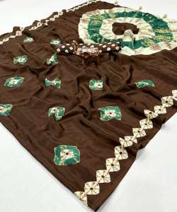 Satén Crape de excelente calidad con el fabricante y proveedor de saris impresos Ajrak de Surat a la tarifa más baja - Product Image 2