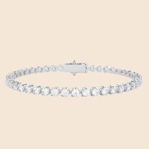 Pulsera de diamantes Endless Tri Tennis con diamantes redondos cultivados en laboratorio de 1.9 quilates F+-VS en oro macizo de 14K, regalo de aniversario de bodas - Product Image 2