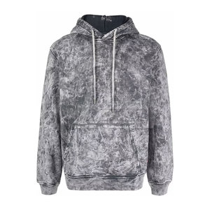 Sweat à capuche pour hommes avec épaules tombantes et coupe ample 100% coton saison hivernale col à capuche effet délavé Style de rue - Product Image 4