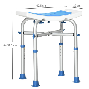 HOMCOM Tabouret de douche en aluminium avec hauteur réglable et pieds à ventouse antidérapants, bleu - Product Image 3