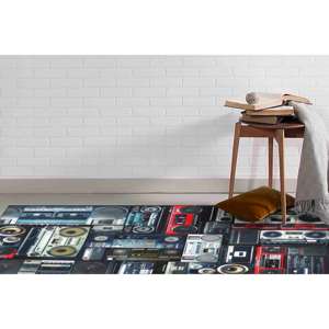 Tapis imprimé rétro avec motif de cassette audio pour la décoration de la salle de jeux des hommes, du bureau ou de la maison, tapis fin non tissé - Product Image 4