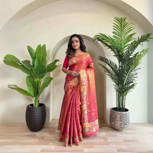 NEETA CREATION Fabricant Direct Premium Réversible infroissable Vêtements de fête Chemisier non cousu Pièces de soie brodée - Product Image 1