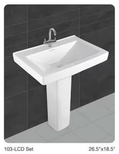 Direct d'usine élégant lavabo sur pied en céramique carré LCD ensemble coloré imprimé Lavabo évier Morbi inde Design - Product Image 4
