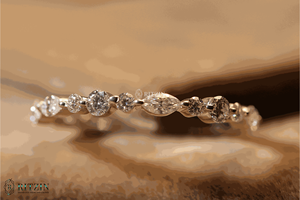 Marquesa y corte redondo Moissanite Half Eternity Wedding Band para mujer - Product Image 3
