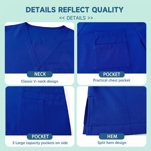 Ventes en gros de tenues d'infirmière personnalisées, ensembles médicaux pour hommes, femmes et unisexes, col en V, spandex, uniformes d'infirmière d'hôpital, ensemble de scrubs pour femmes, pantalon de jogging - Product Image 2