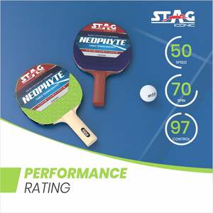 Stag Iconic Neophyte Professional Set de Tennis de Table Portable en Bois, Équipement Sportif avec Balles Blanches à Picots Longs en Fibre de Carbone - Product Image 2