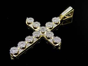 Jesus <b>Cross</b> Fully Iced Out Hip Hop <b>Pendant</b> in Round Cut Moissanite VVs Clarity Diamonds In 925 Sterling <b>Silver</b> - Product Image 3