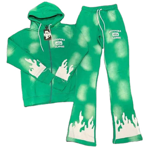 Ensemble survêtement pour homme en molleton French Terry, avec logo appliqué effet vieilli, délavé soleil et délavé à l'acide, style streetwear - Product Image 1